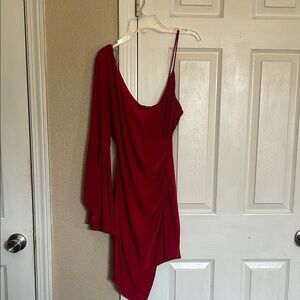 Fashion Nova Vibrant Red Asymmetrical Dress